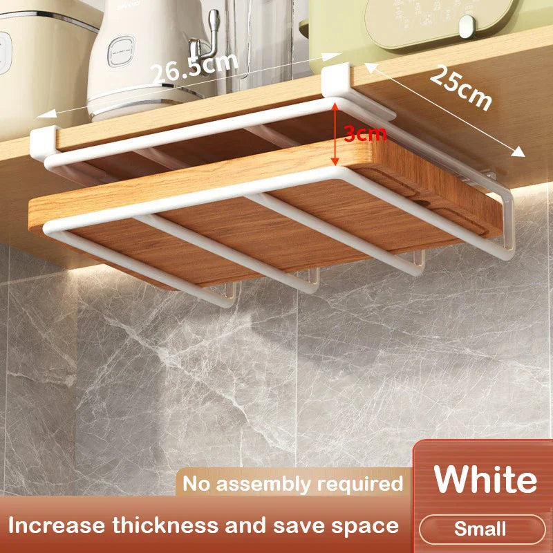 Under Cabinet Basket Shelf & Cutting Board Rack – No-Drill