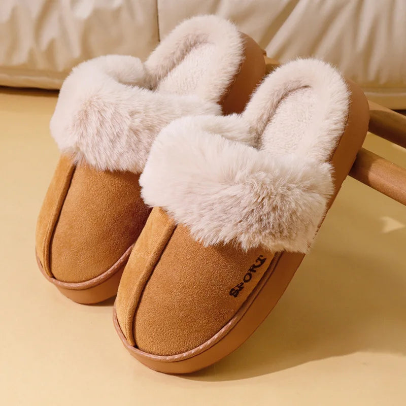 Women's Fluffy Plush House Slippers – Cozy Indoor Flat Shoes
