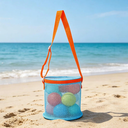 Beach Shell Bags 2-Pack | Mesh Sand Toy Storage Pouches Mesh Beach Bag Peaceful Pleasures Health and Wellness