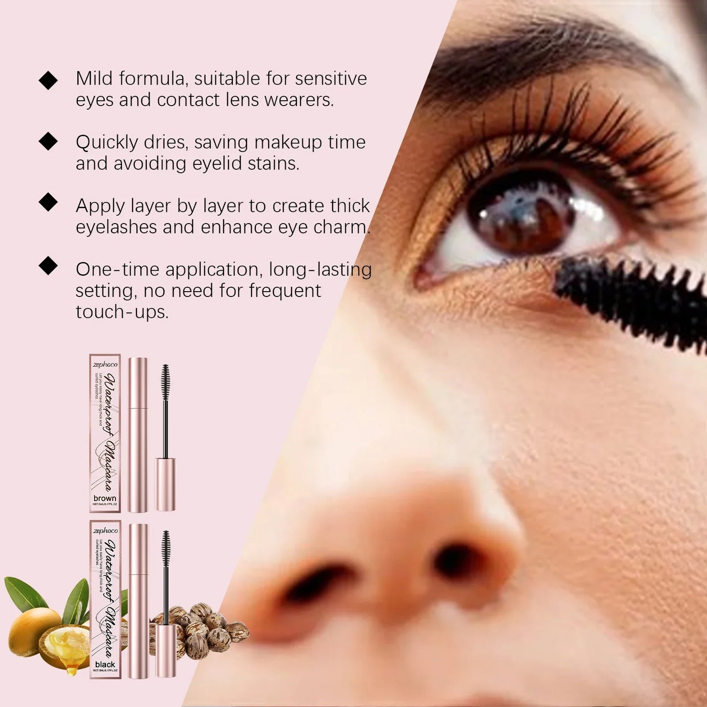 Zephoco Waterproof Mascara – Curling, Lengthening & Volumizing