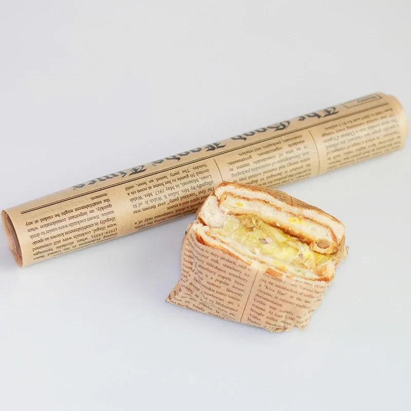 Retro English Newspaper Food Accessories for Baking Kitchen Food Grade Grease Paper Bread Sandwich Burger Fries Wrappers Cookie Peaceful Pleasures Health and Wellness