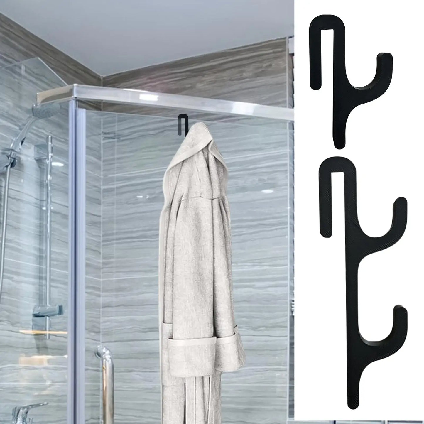 Clamp-On Shower Door Hook | No-Drill Towel & Robe Hanger