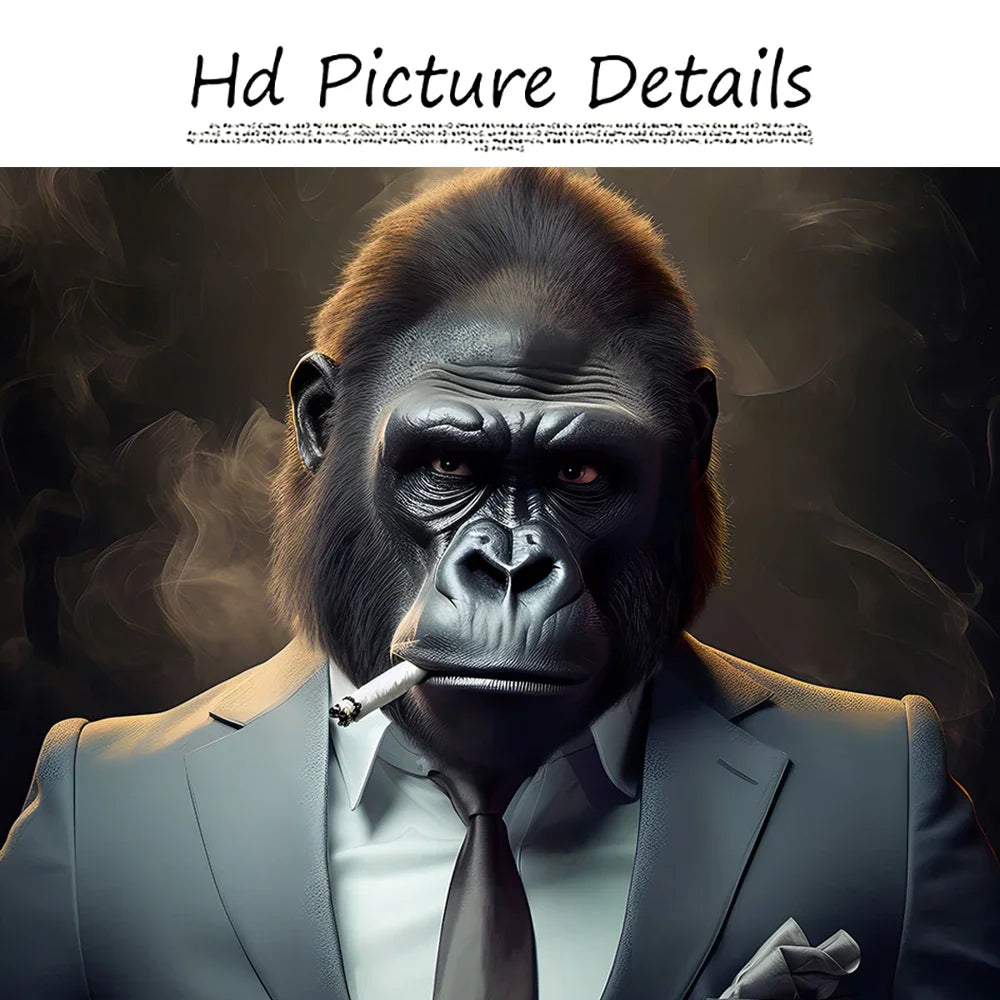 Nordic Gorilla Suit Abstract Canvas Wall Art | Modern Decor