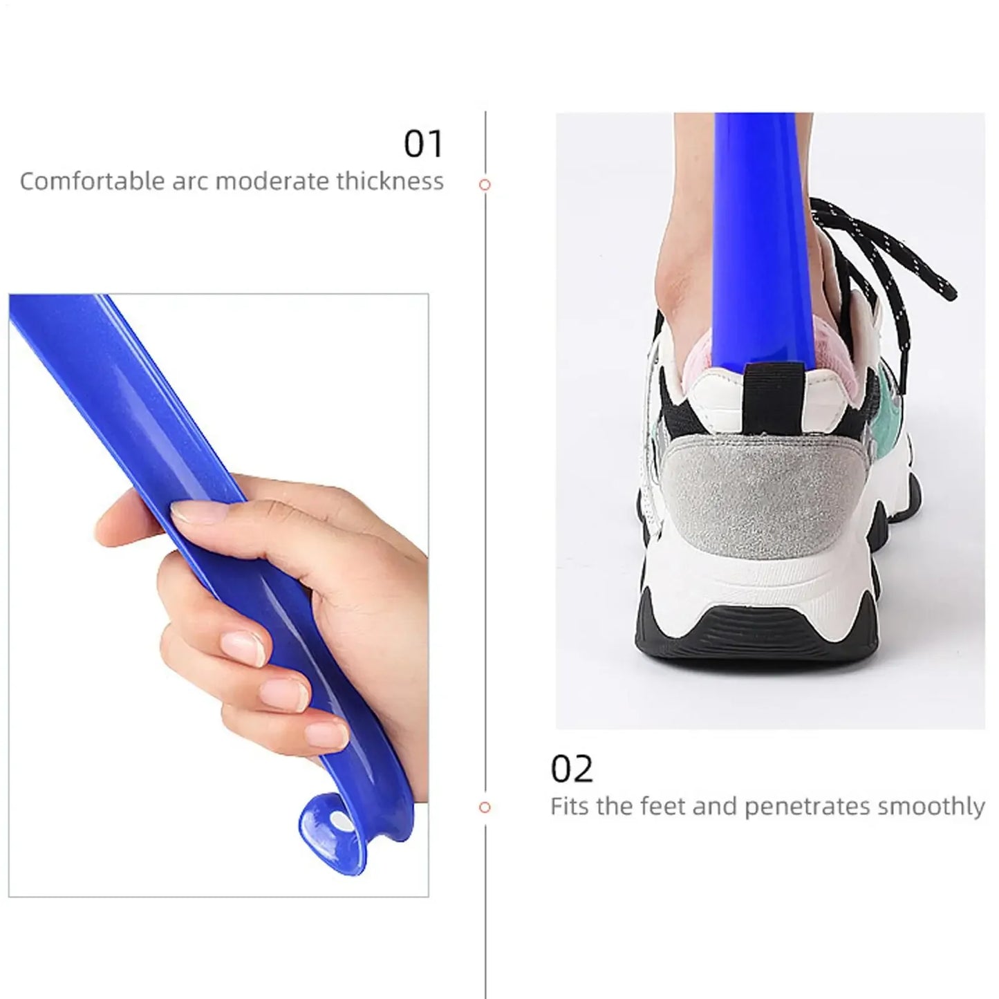 Extra Long Handled Shoehorn – No-Bend Plastic Shoe Helper