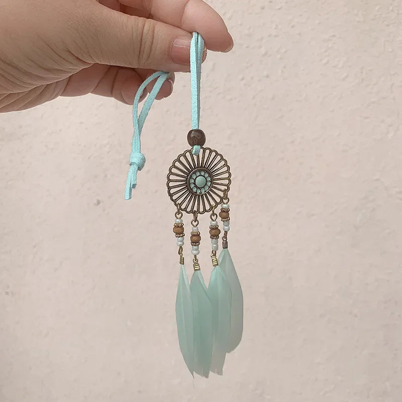 Mini Dream Catcher Handcraft Car Pendnat Feather Wind Chimes Girls Room Wall Hanging Home Decoration Keychain Birthday Gifts NEW Peaceful Pleasures Health and Wellness Type3