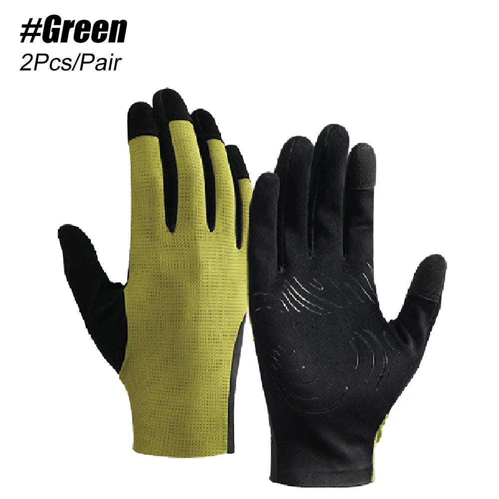 1Pair Breathable SBR Anti-Slip Cycling Gloves Full Finger Touch Screen Thin Summer Bike Gloves for Men Women Mountain Bicycle Peaceful Pleasures Health and Wellness Green-1Pair M