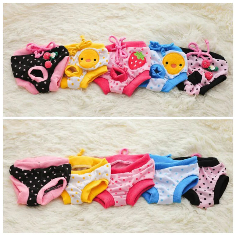 Pet Dog Shorts Sanitary Physiological Pants Cute Fruit Print Diaper Dog Shorts Washable Female Dog Panties Underwear Briefs DC05 Peaceful Pleasures Health and Wellness