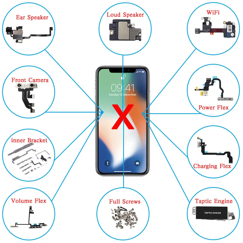 iPhone X Full Internal Parts Replacement Kit – Flex Cable Set