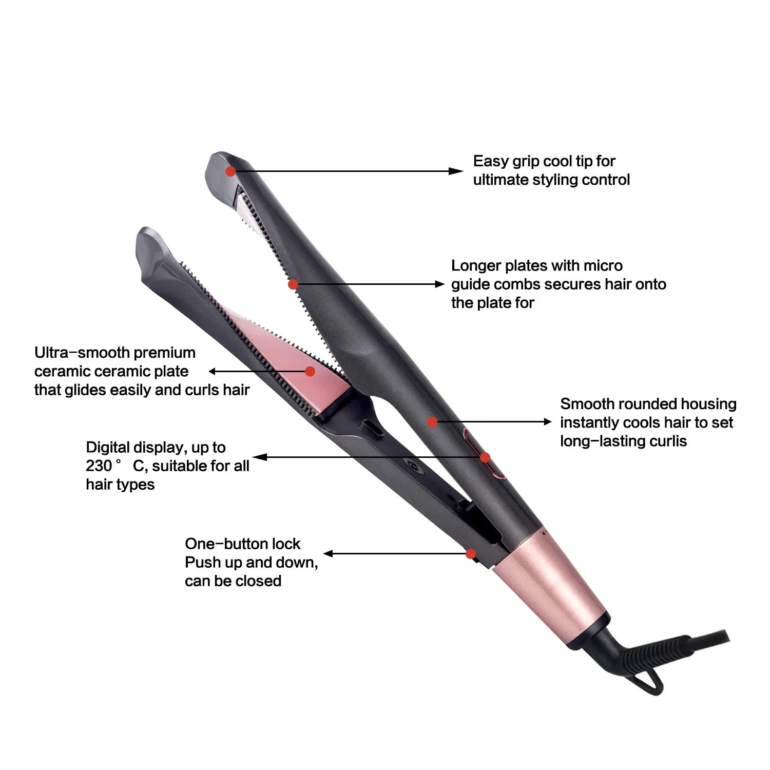 2 In 1 Curling And Straightening Twist Iron Splint Professional Negative Ion Flat Iron Instant Heating Hair Straightener&Curler Peaceful Pleasures Health and Wellness