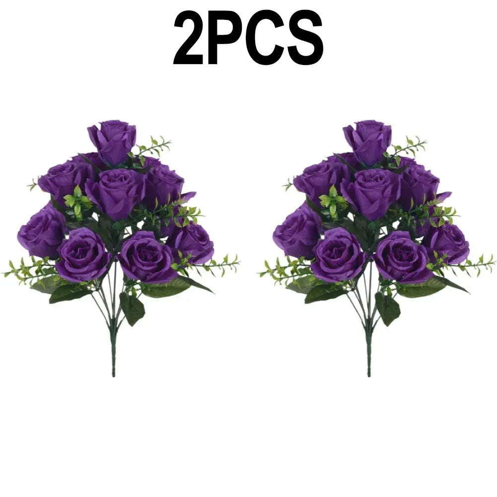 2Pcs 42cm Silk Artificial Rose Bouquet – Wedding & Home Decor