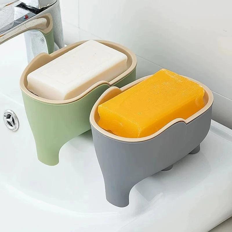 Cute Elephant Double Layer Soap Dish | Bathroom Soap Holder