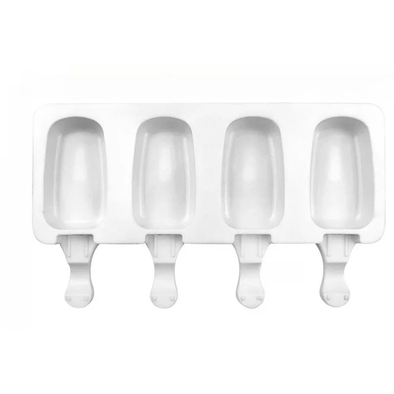 4Pcs Large Silicone Popsicle Molds Set,4 Cavities Oval Cake Pop&Ice Cream Bar Molds,Homemade Ice Making Kit Ice Cream Mold Peaceful Pleasures Health and Wellness white large