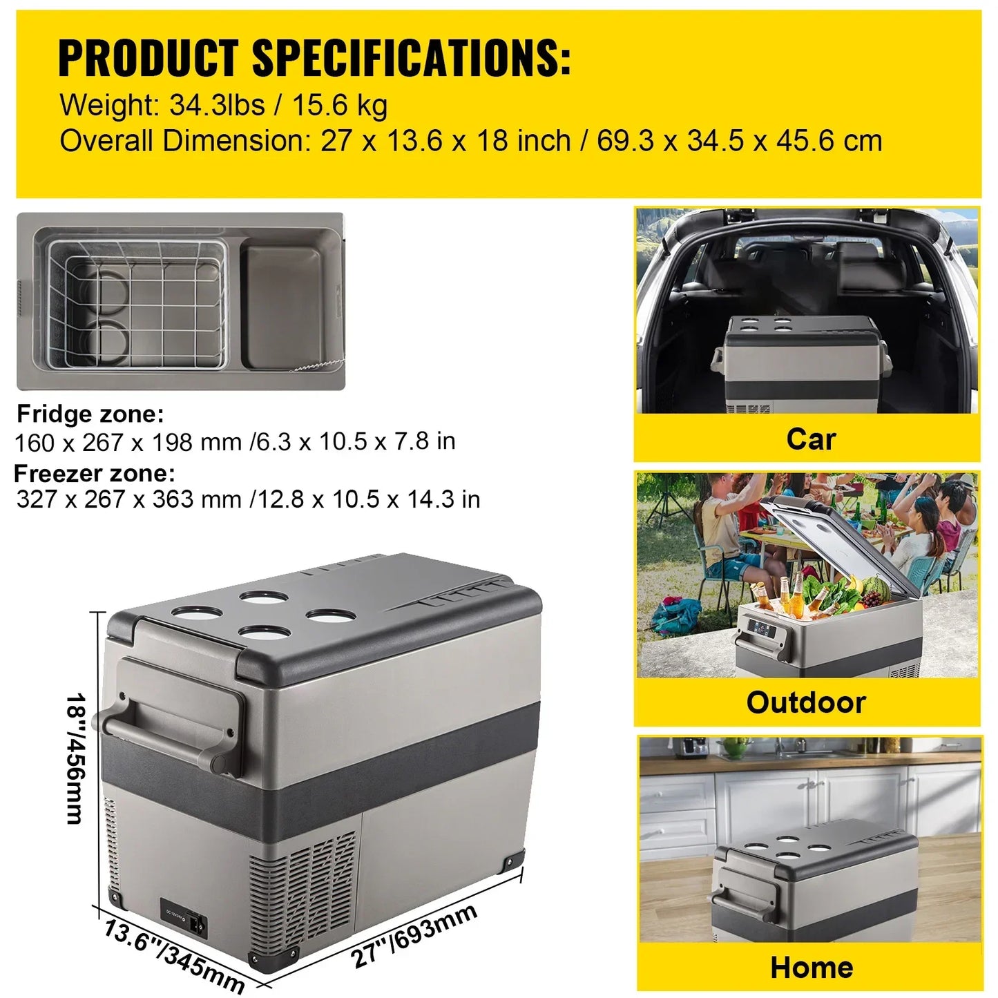 SucceBuy Car Refrigerator Mini Fridge Freezer