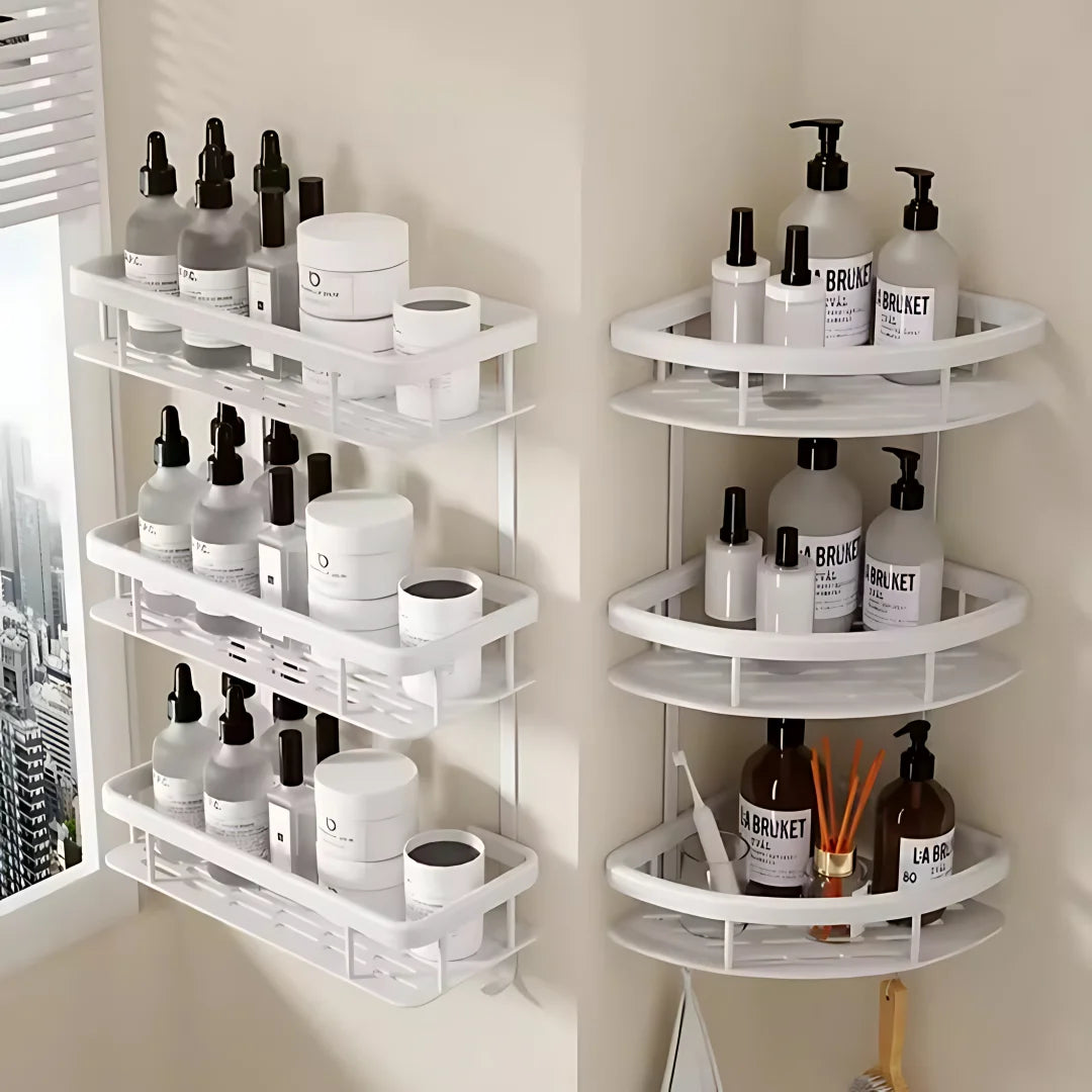 2-Pack No-Drill Aluminum Shower Shelf | Bathroom Storage Rack