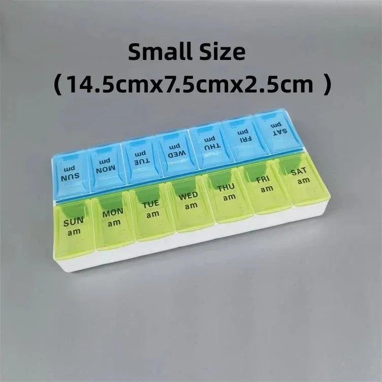 New Weekly Portable Travel Pill Cases Box 7 Days Organizer 14 Grids Pills Container Storage Tablets Vitamins Medicine Fish Oils Peaceful Pleasures Health and Wellness NO.18