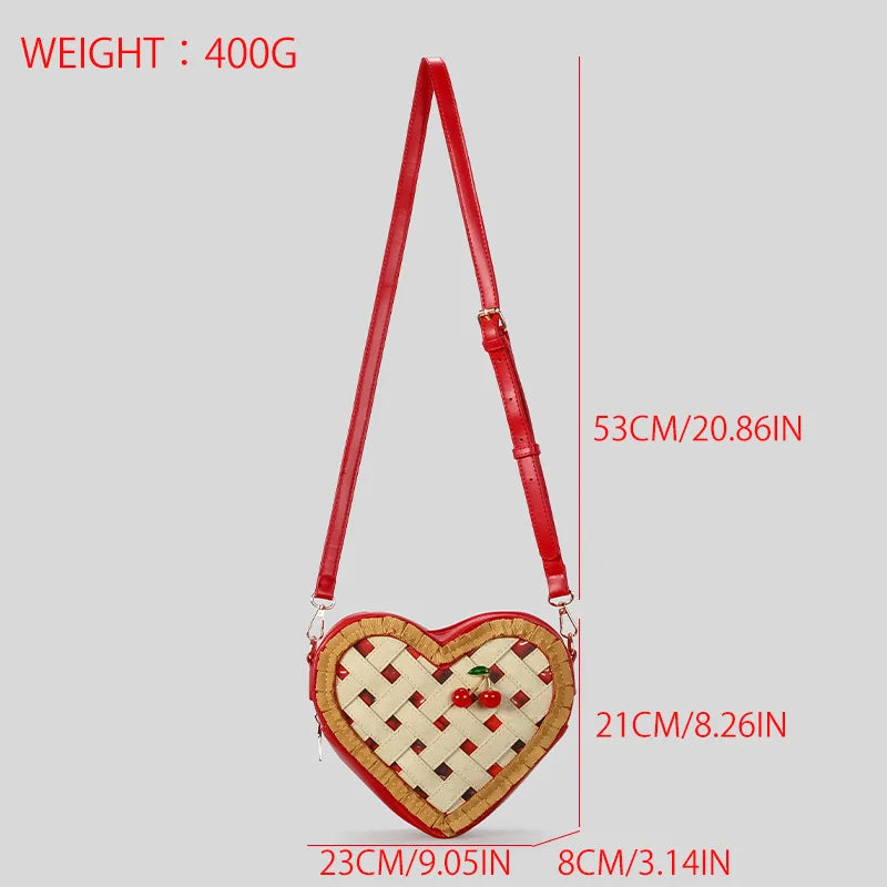 New Niche Design Creative Love Shoulder Crossbody Bag Cherry Cream Cake Box Bag Cartoon Shaped Handbag Fashionable and Versatile Peaceful Pleasures Health and Wellness