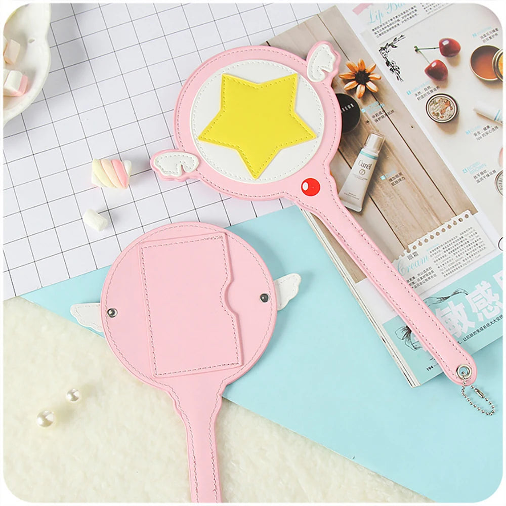 Pink Magic Wand Prop Card Holder Cute Girl Wing Bus Subway Long