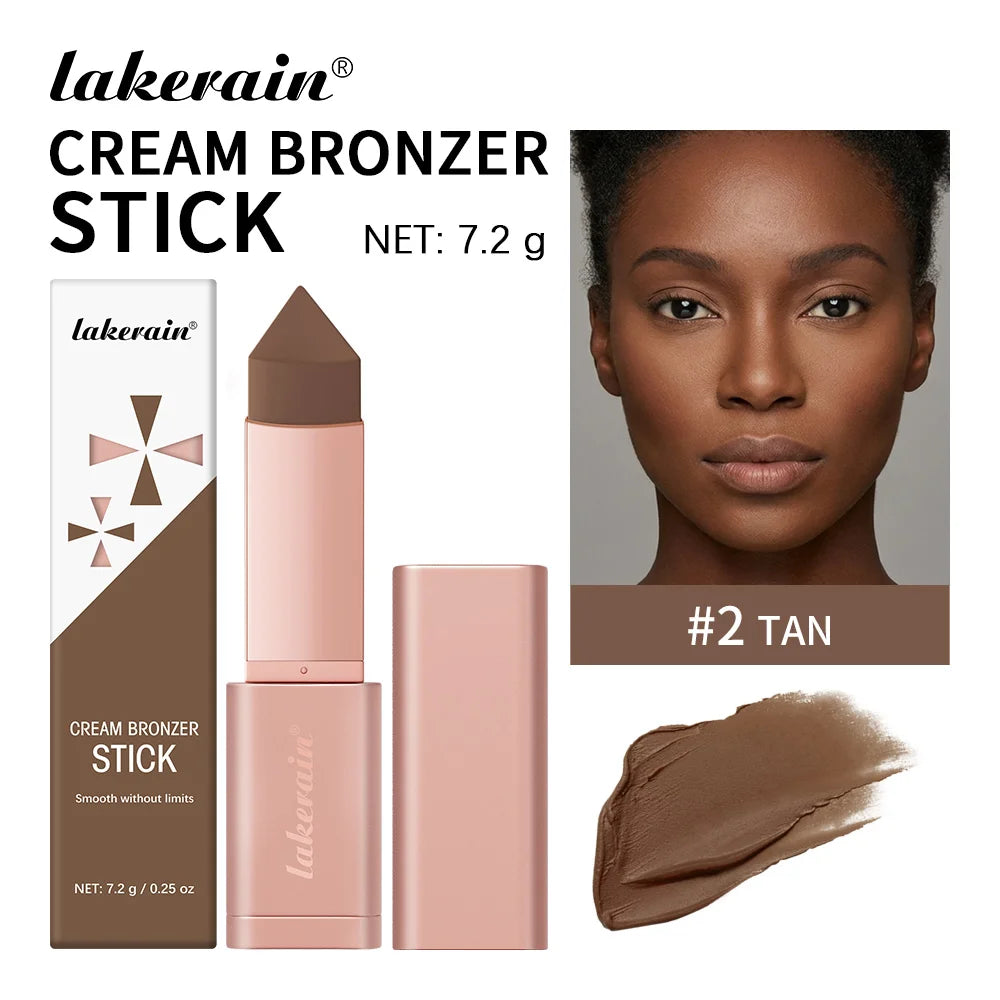 Lakerain Bronzer Cream Stick 3D Makeup Effect Improve Fine Lines Brightening & Grooming 2 IN 1 Bronzer Cream for All Skin Types Peaceful Pleasures Health and Wellness Tan