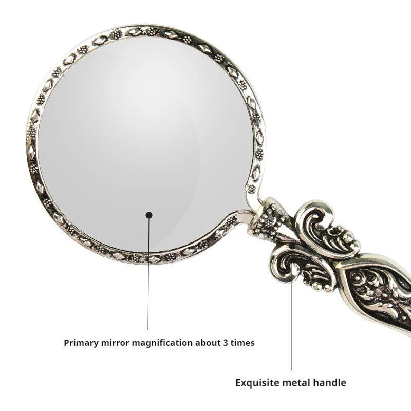 Vintage Metal Handle Reading Magnifying Glass, Portable Handheld Magnifying Glass Peaceful Pleasures Health and Wellness