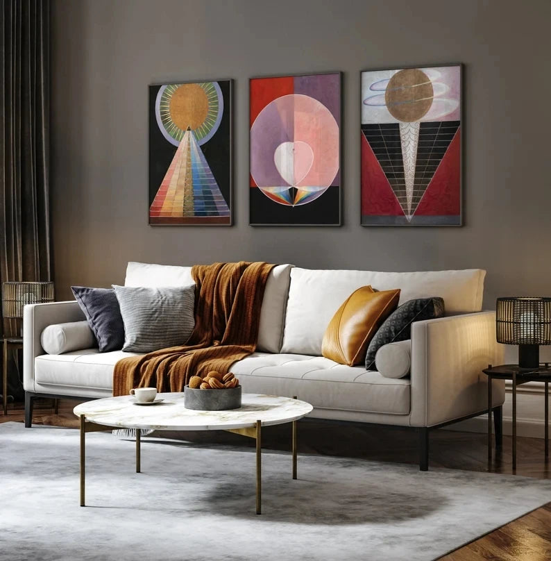 3-Piece Modern Abstract Spiritual Line Canvas Wall Art Print