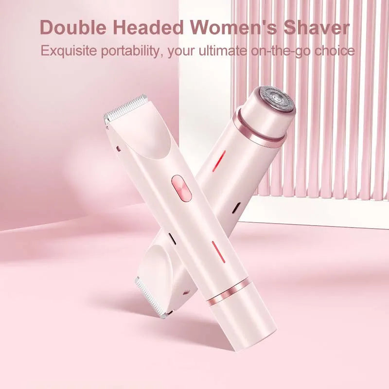 Electric Shaver for Women 2 in 1 Bikini Trimmer Double Head Portable Hair Electric Epilator IPX7 Waterproof Electric Razor Peaceful Pleasures Health and Wellness