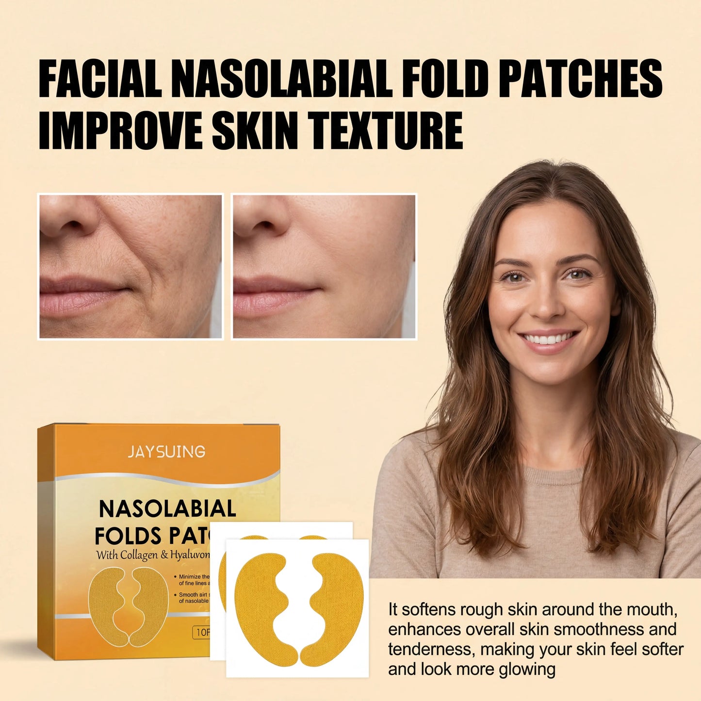 Jaysuing Nasolabial Fold Firming Patches – Hydrating, 10 Pcs