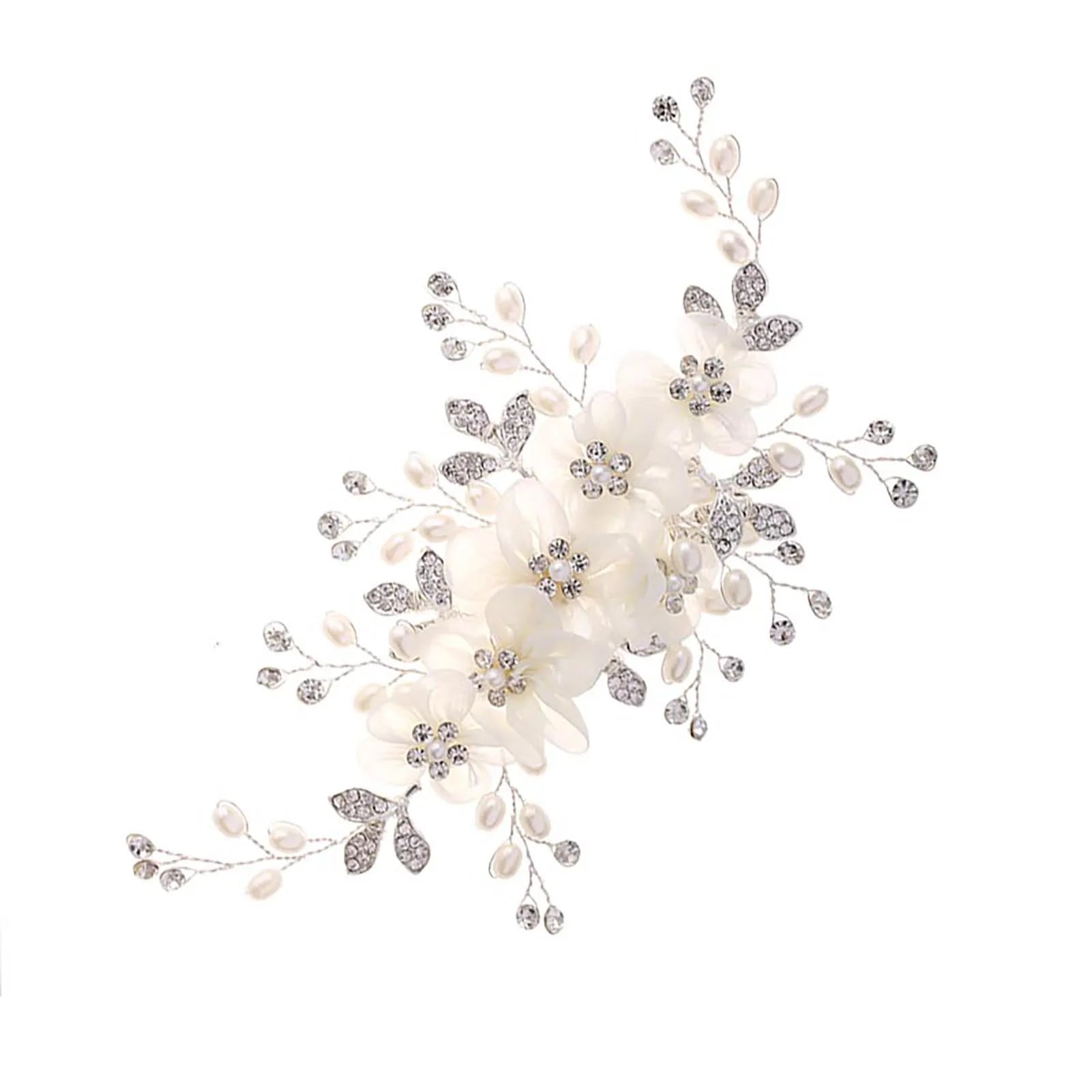 Flower Hairpin Hair Clip Decorative White Bloomy Flower Rhinstones Headpiece for Women Girls Hair Accessories Peaceful Pleasures Health and Wellness