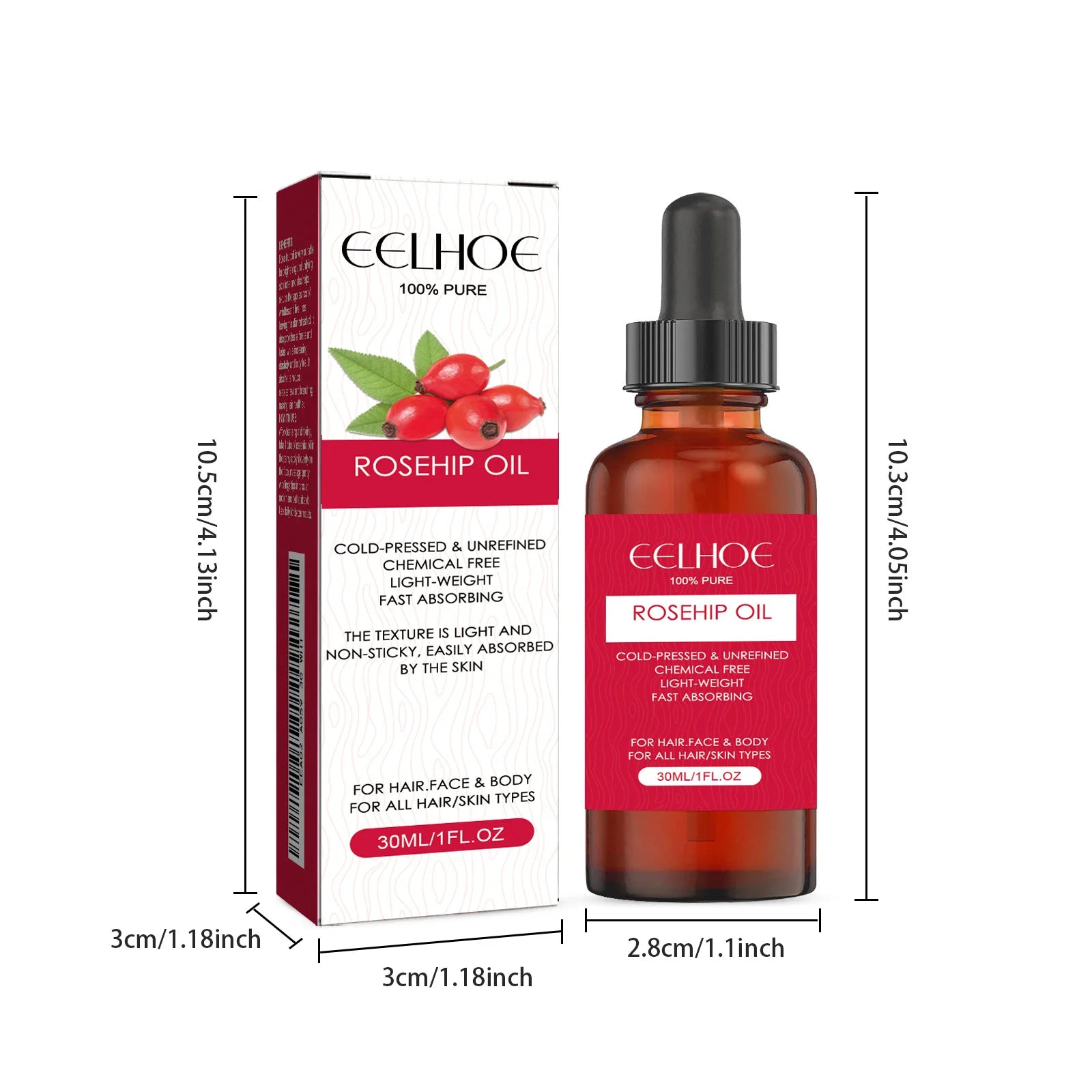 EELHOE Rosehip Facial Oil – Anti-Aging, Firming & Brightening 30ml Peaceful Pleasures Health and Wellness