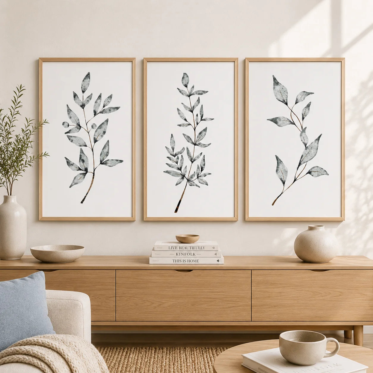 Nordic Botanical Canvas Wall Art – Plant Leaf Minimalist Poster Canvas Wall Art Peaceful Pleasures Health and Wellness