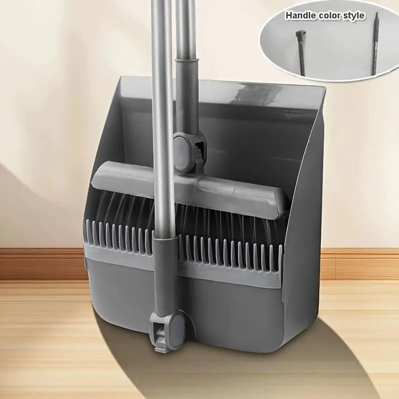 Upright Broom & Dustpan Set | Long Handle, 180° Rotation