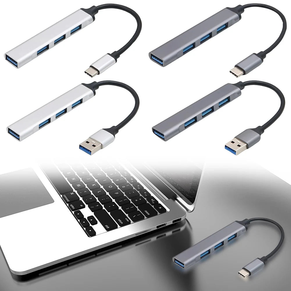 4-Port USB 3.0 Hub – 5Gbps USB-C & USB-A Port Expander Peaceful Pleasures Health and Wellness