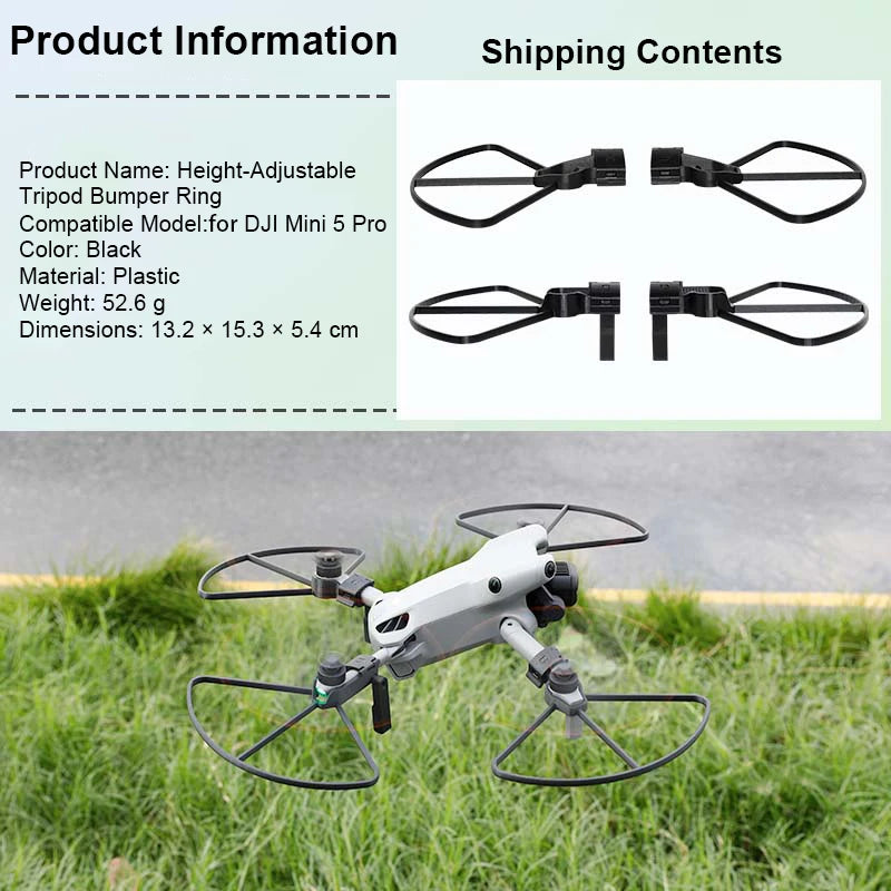 Protective Bumper Ring For DJI Mini5 Pro Drone Propeller Guard Anti-Collision Protectors Prop Bumper With Heightened Tripod Peaceful Pleasures Health and Wellness F