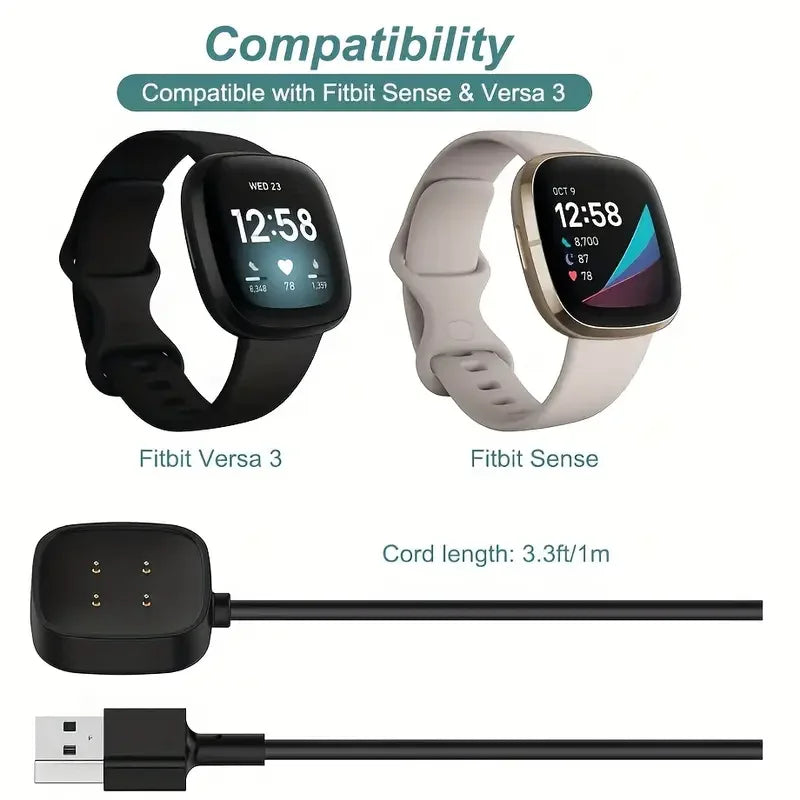 Fitbit Versa 4/3 & Sense 2/1 Magnetic USB Charging Cable Dock Peaceful Pleasures Health and Wellness