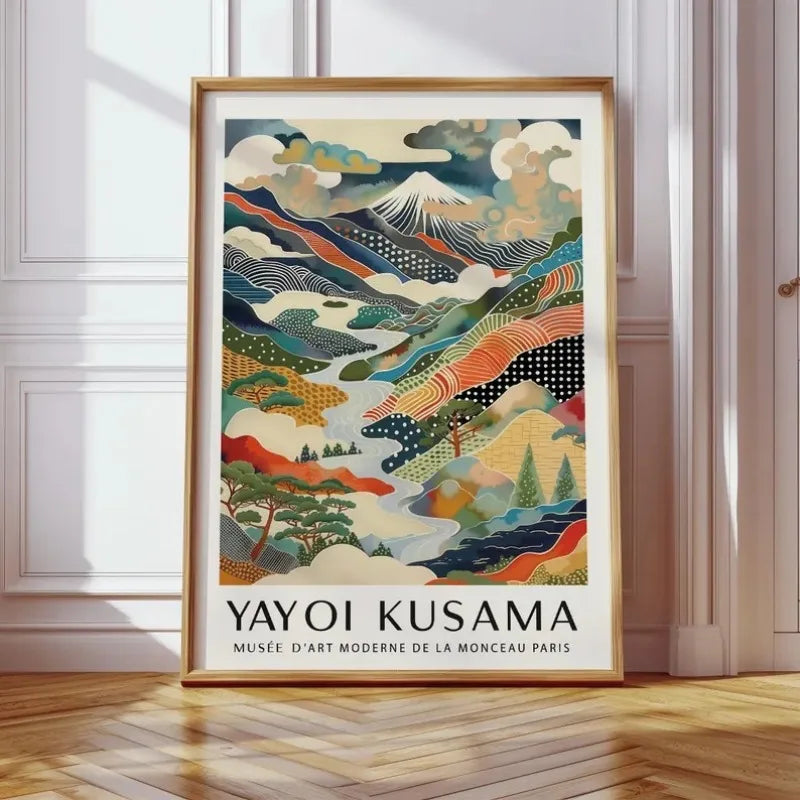 Yayoi Kusama Mount Fuji Canvas Print Japanese Mountain Landscape Poster Colourful Modern Art for Living Room, Bedroom or Offi Peaceful Pleasures Health and Wellness