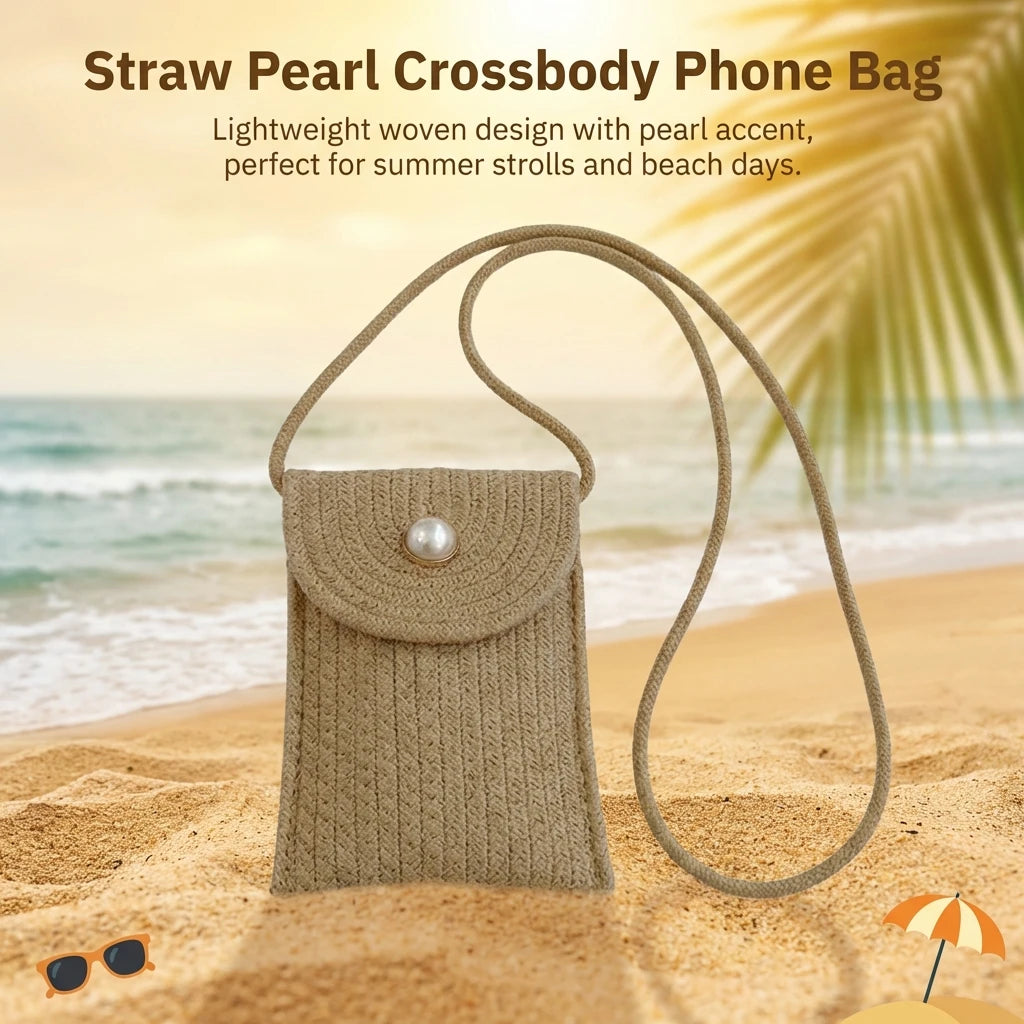 Mini Phone Bag Woven Design Lightweight Crossbody Summer Casual Shoulder Bag with Adjustable Strap Peaceful Pleasures Health and Wellness