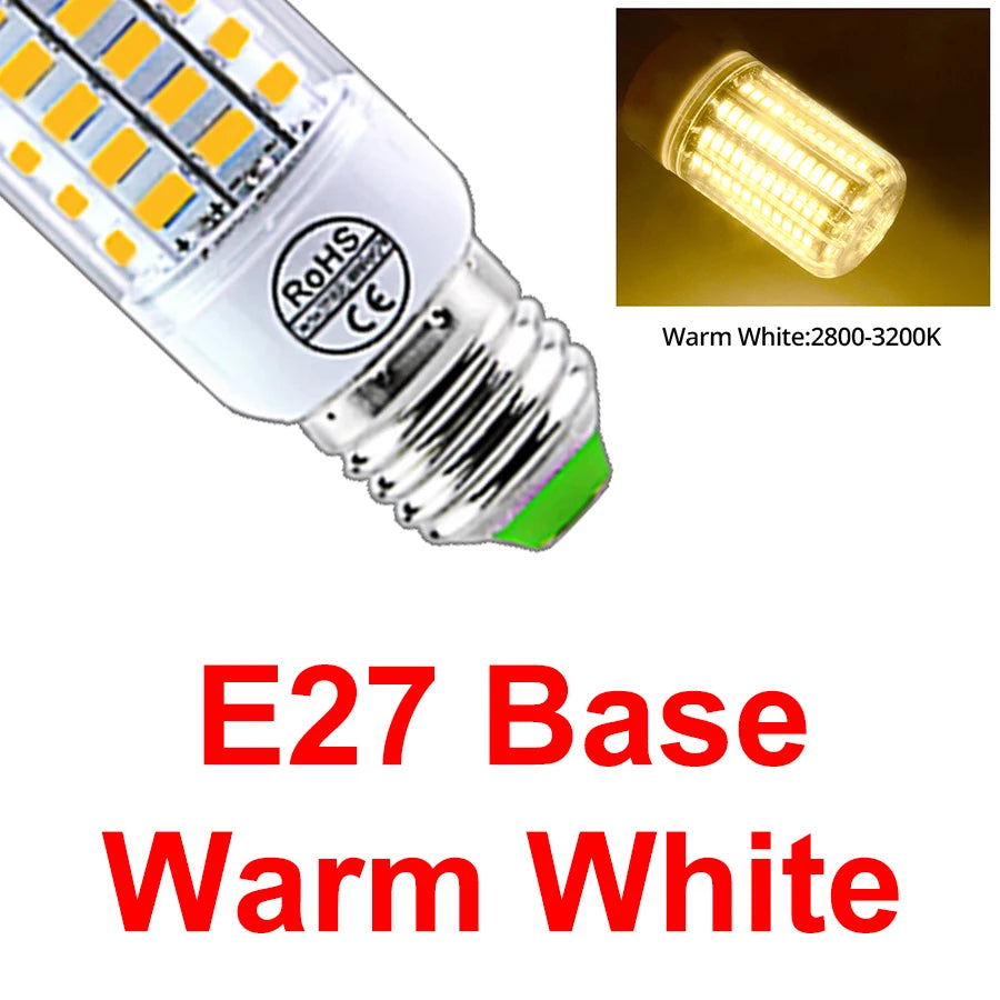 AC 220V E14 E27 LED Corn Bulb 24 36 56 72 LEDs 5730SMD Lampada LED Household Chandelier Spotlight Replacement Halogen Lamp Peaceful Pleasures Health and Wellness E27 Warm White 56 LEDs