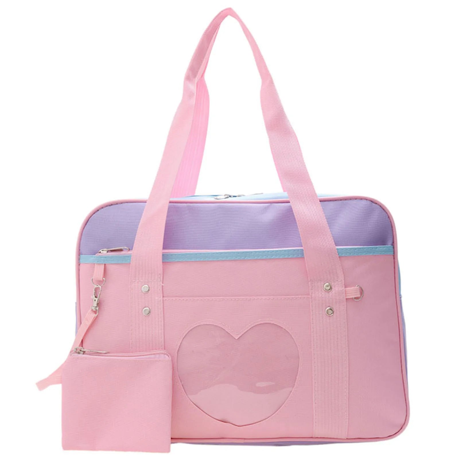 JK Uniform Style Tote Bag Anime Design Sweetheart Pattern Cute School Bag for Girls Lightweight Durable Synthetic Fiber Daily Peaceful Pleasures Health and Wellness Color matching