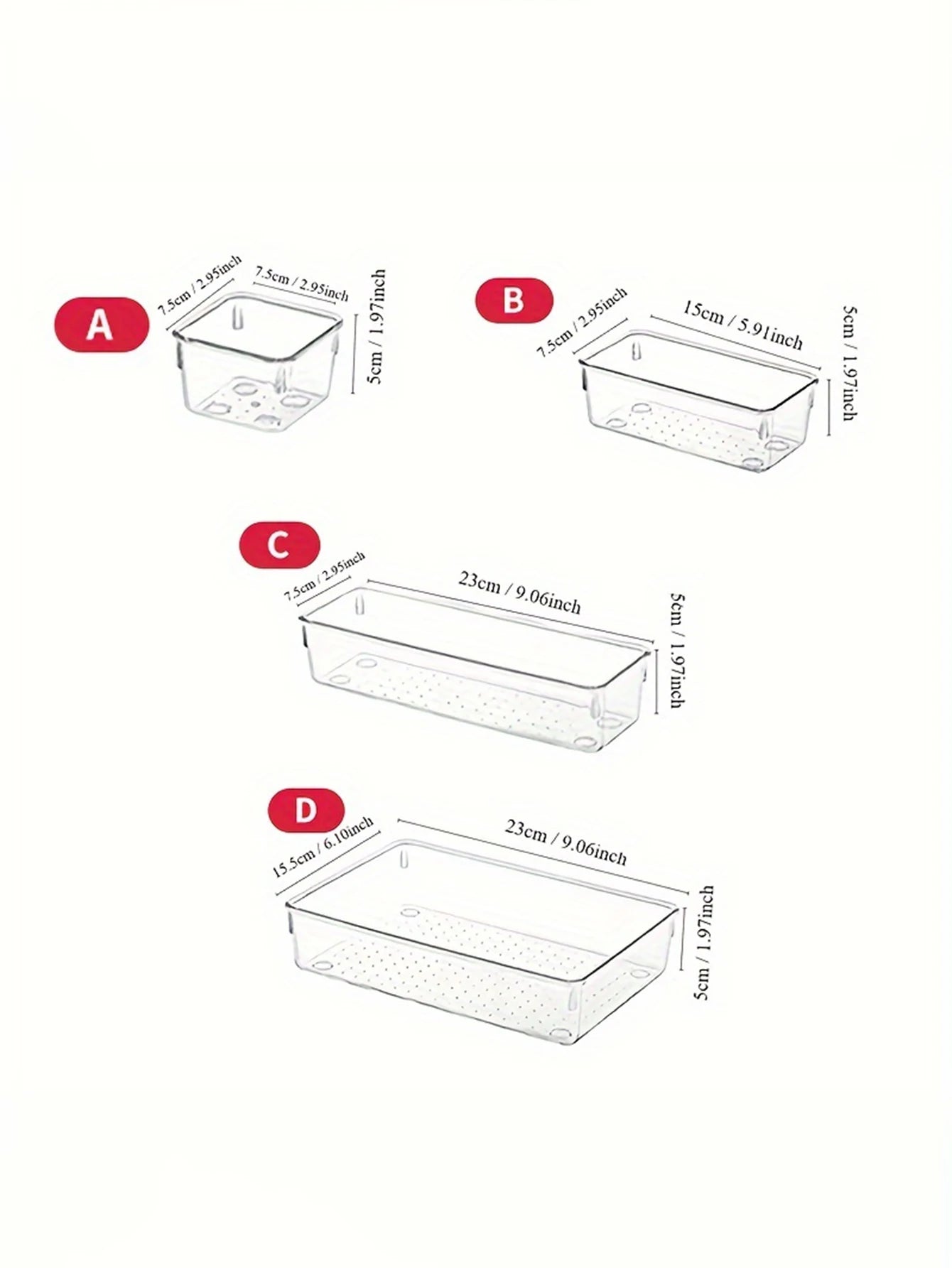 25pc Transparent Drawer Organizer & Divider Storage Box Set Peaceful Pleasures Health and Wellness