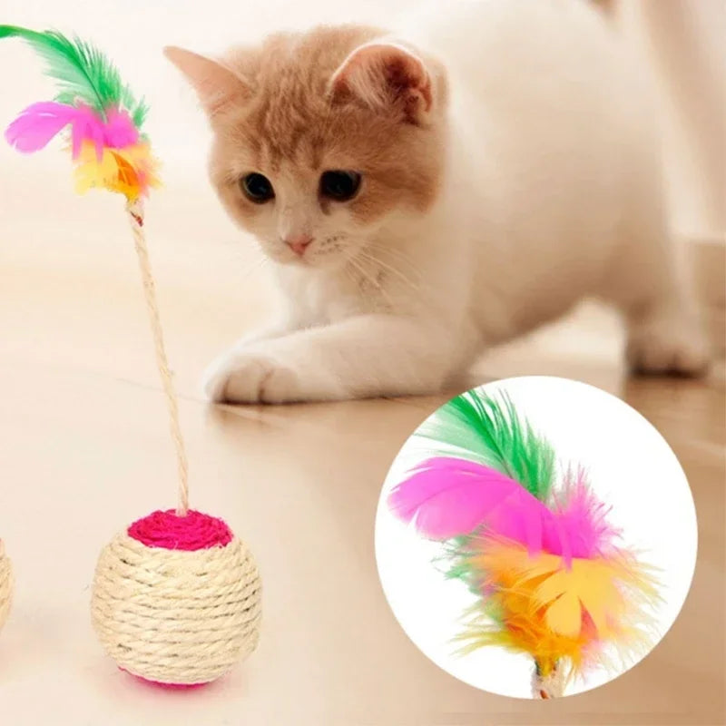 1-3pcs Feather Toys Training Kittens Pet Cat's Accessories Scratching Ball Things for Cats Supplies Products Home Garden Peaceful Pleasures Health and Wellness