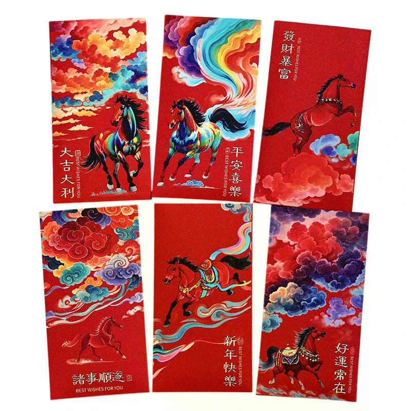 2026 Year of the Horse Chinese New Year Red Envelopes – 6 Pack