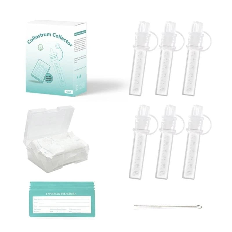 6-Piece Silicone Colostrum Collector Set | 6mL Storage Tubes