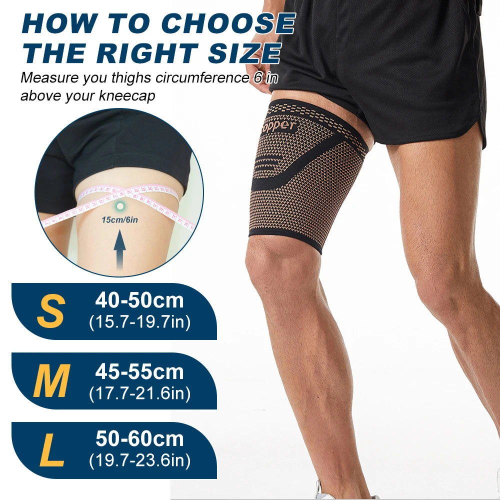 1PCS Hamstring Compression Sleeve -Copper Thigh Compression Sleeve for Women Men-Thigh Braces for Quad Supports,Groin ,Running Peaceful Pleasures Health and Wellness
