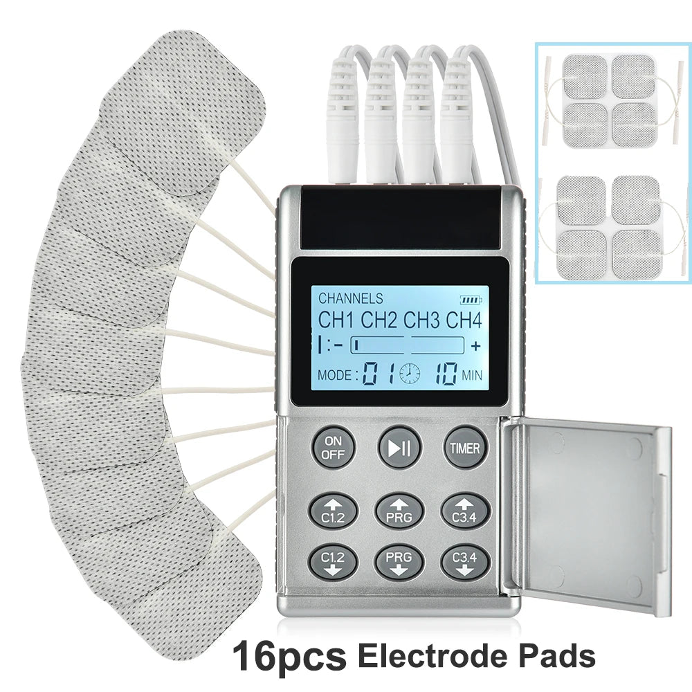 15 Modes Tens Muscle Stimulator Electric Acupuncture Body Massage Digital Therapy EMS Tens Unit Machine Back Electrostimulator Peaceful Pleasures Health and Wellness 16 pads