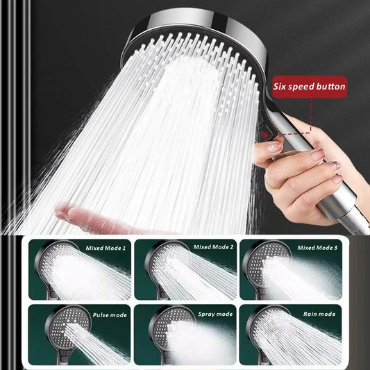 6-Speed High Pressure Water Saving Handheld Shower Head 13CM Handheld Shower Head Oasis Select