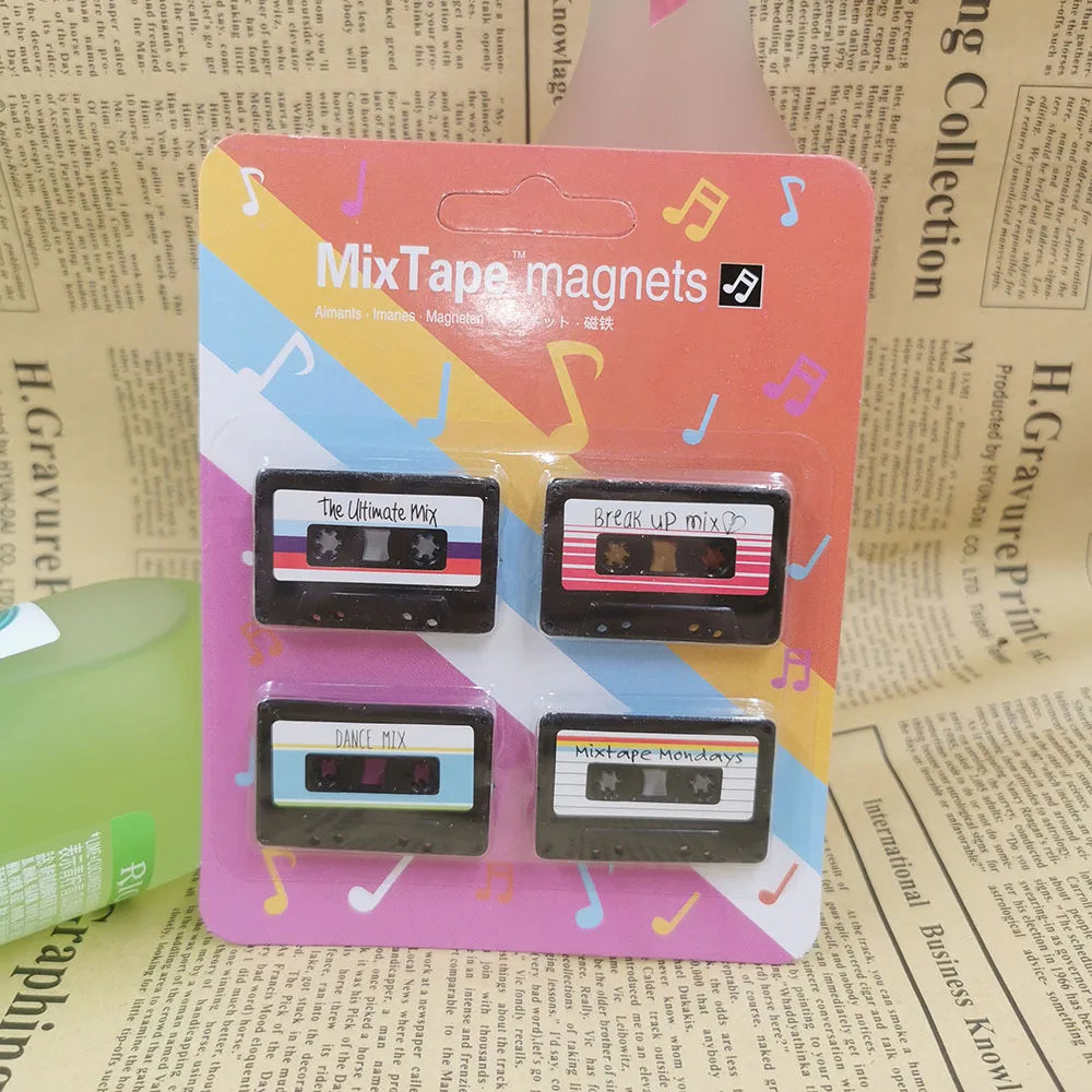 Retro Tape & Record Fridge Magnets Set of 4 | Nostalgic Decor