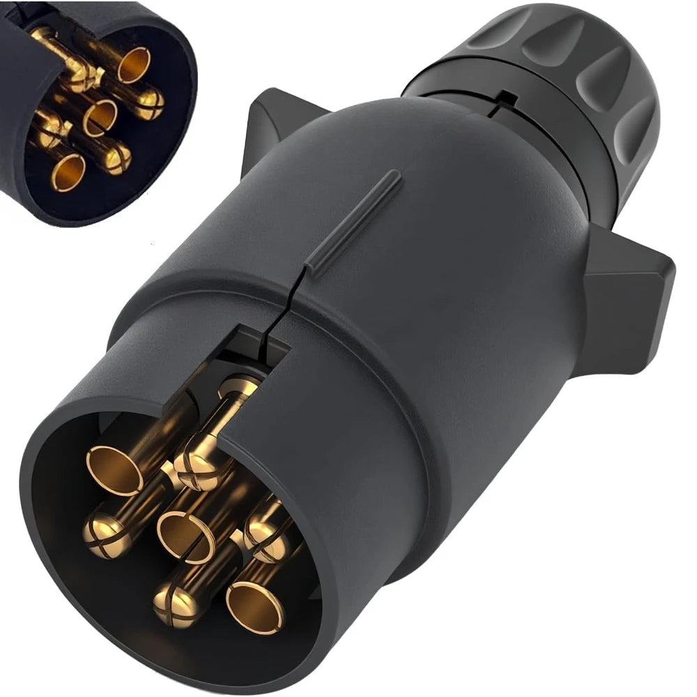 12V 7 Way / 13Way Round Standard European Car Plug Connector Car Trailer 7/13 Pin RV Socket Plugs for Trailers Peaceful Pleasures Health and Wellness 12V 7Pin