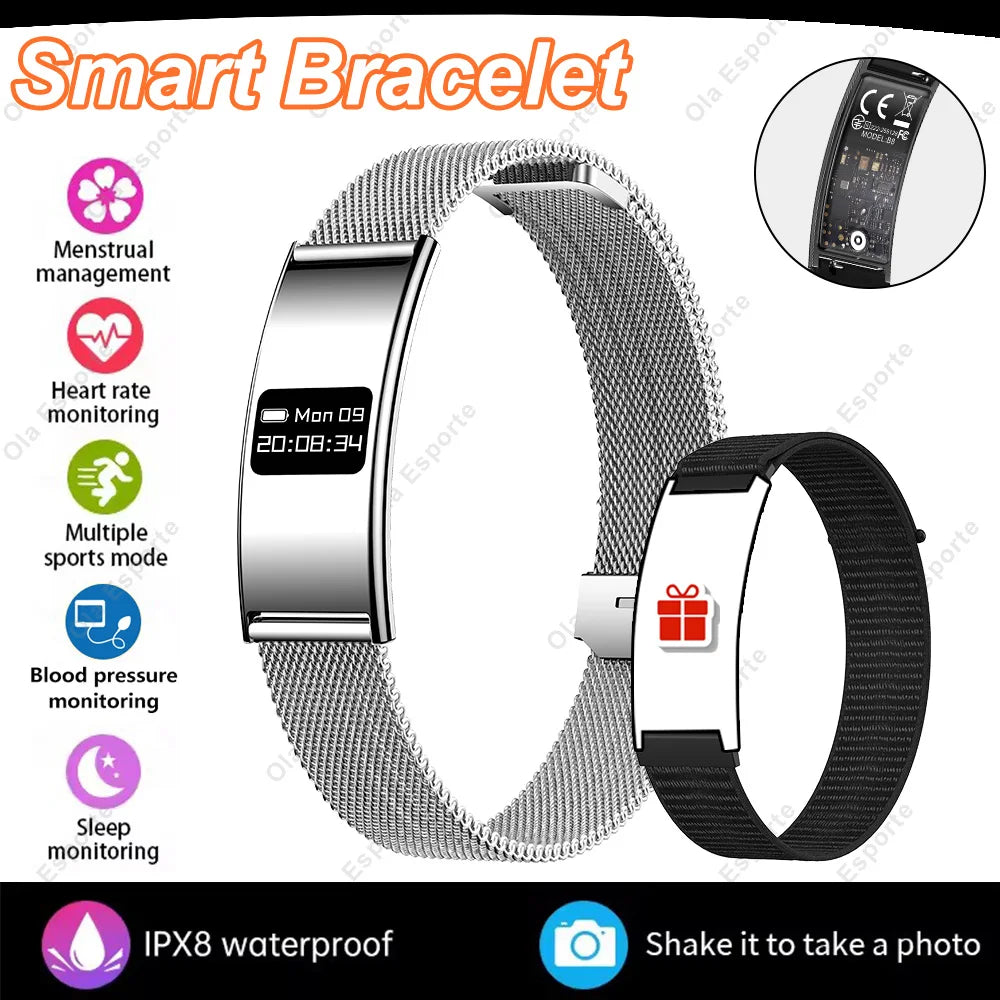 2026 New 2.8mm Ultra-thin Smart Wristbands Heart Rate Health Monitoring Smart Bracelet Waterproof Sports Electronic Smart Watch Peaceful Pleasures Health and Wellness SilverMilan