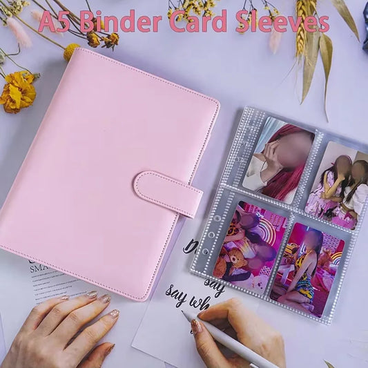 A5 Notebook Photocard Binder 4 Pockets Sleeves 6 Ring PU Leather Peaceful Pleasures Health and Wellness