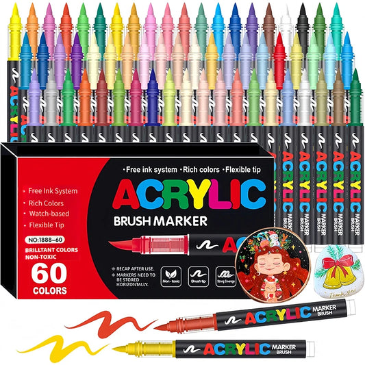 100 Colors Soft Brush Tip Acrylic Markers Pen Paint Pens Rock Wood Peaceful Pleasures Health and Wellness