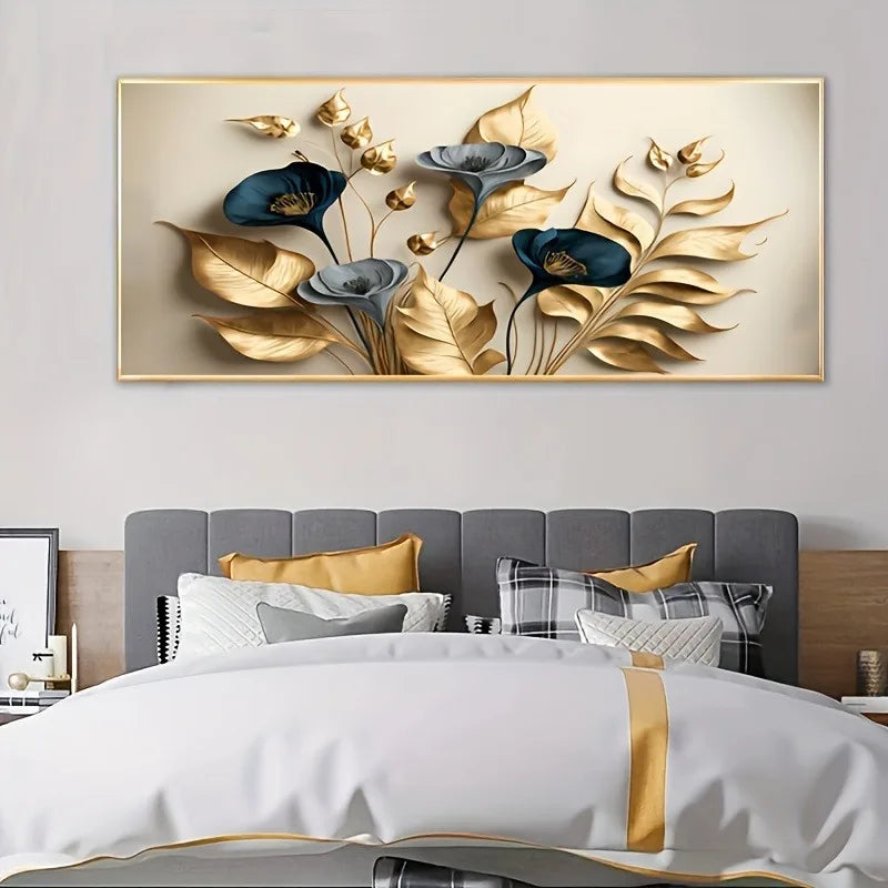 Golden Leaf Canvas Wall Art | Modern Unframed Poster Canvas Wall Art Peaceful Pleasures Health and Wellness